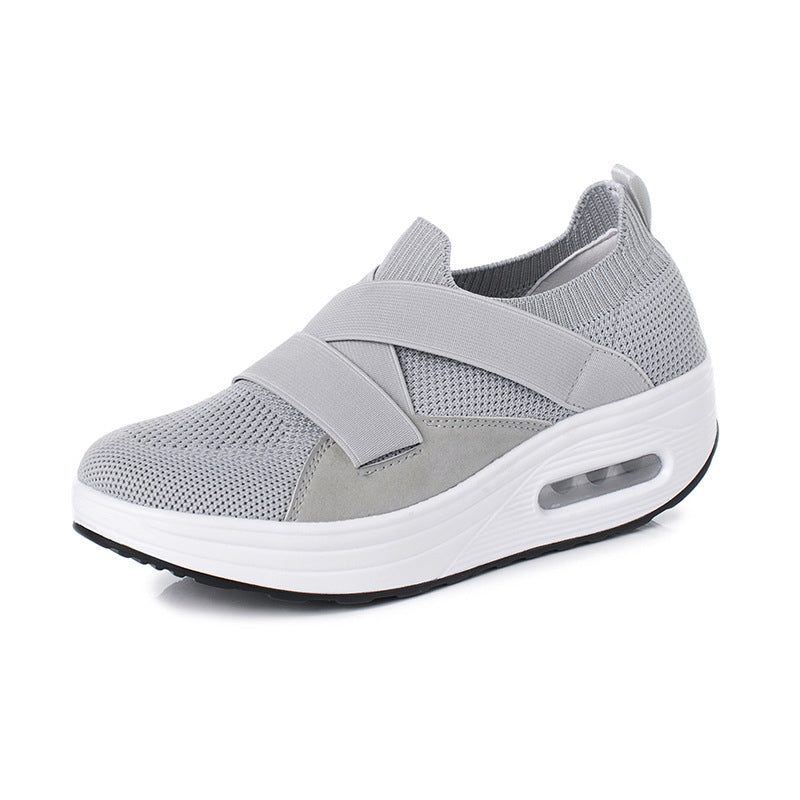Mi Nai Ka Shake Shoes Women's Thick Sole Increase Hollow Breathable One Foot Pedal Sports Shoes Mom's Shoes Running Shoes
