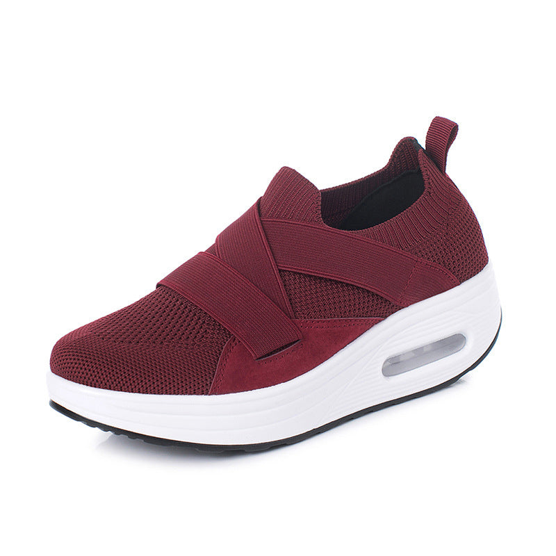Mi Nai Ka Shake Shoes Women's Thick Sole Increase Hollow Breathable One Foot Pedal Sports Shoes Mom's Shoes Running Shoes