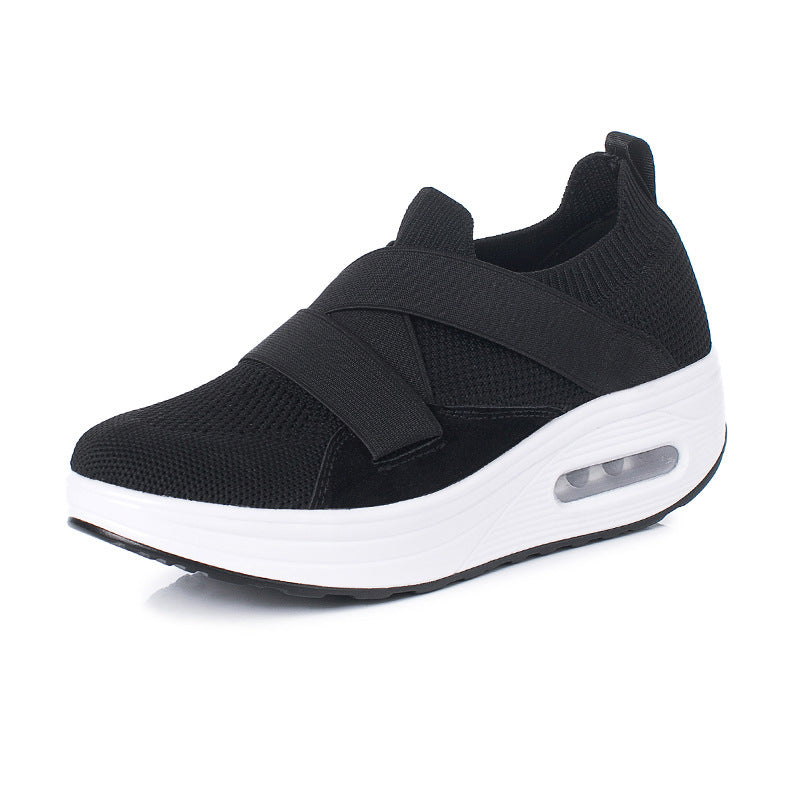 Mi Nai Ka Shake Shoes Women's Thick Sole Increase Hollow Breathable One Foot Pedal Sports Shoes Mom's Shoes Running Shoes