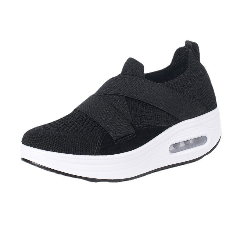 Mi Nai Ka Shake Shoes Women's Thick Sole Increase Hollow Breathable One Foot Pedal Sports Shoes Mom's Shoes Running Shoes