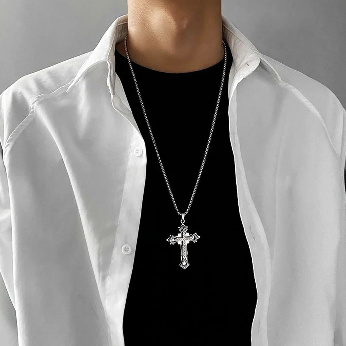 Hypoallergenic Stainless Steel Zirconia Cross Necklace Light Luxury Jewelry for Women Daily Party Summer Series